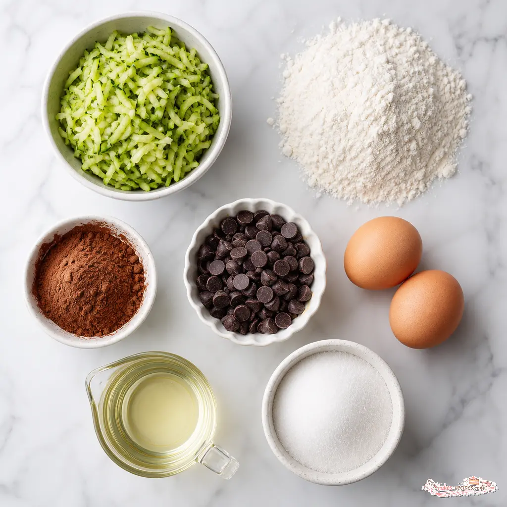 chocolate zucchini bread - main ingredients