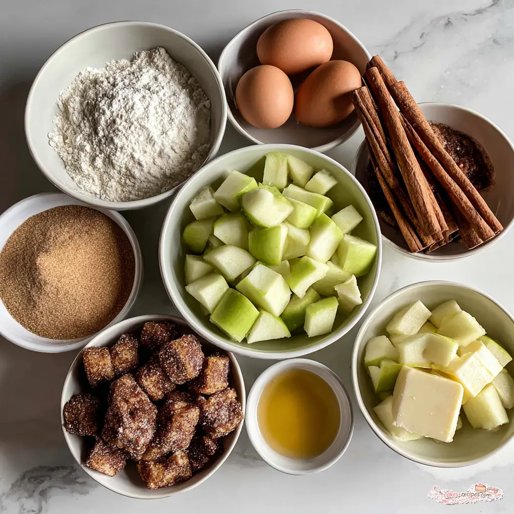 cinnamon roll apple cake - main ingredients