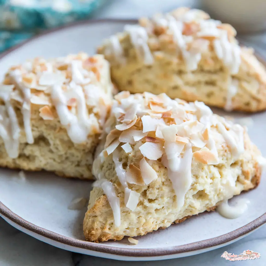 coconut scones with coconut glaze