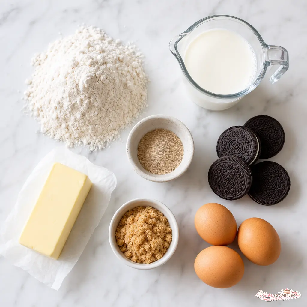 cookies and cream cinnamon rolls - main ingredients