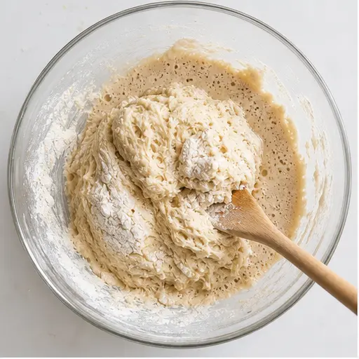 Step 1: Mixing the dough with yeast and flour