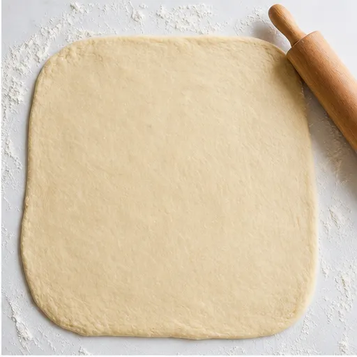 Step 2: Rolling out the risen dough into a rectangle