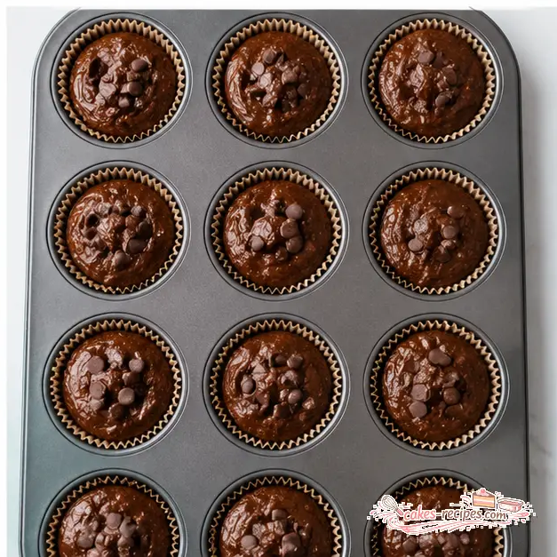 Step 4: Filling muffin tins and topping with chocolate chips