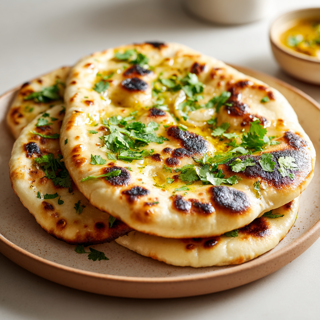 easy garlic naan bread - final presentation
