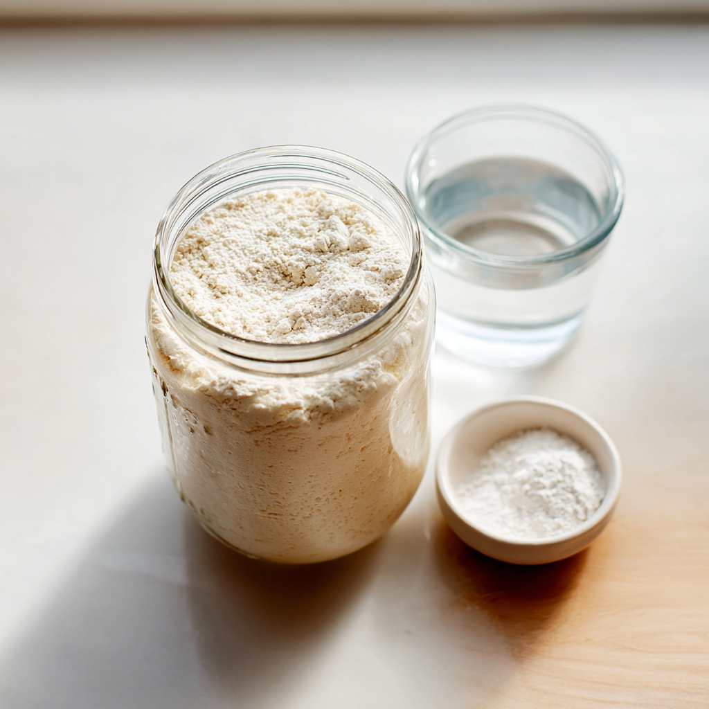 easy sourdough starter recipe - main ingredients