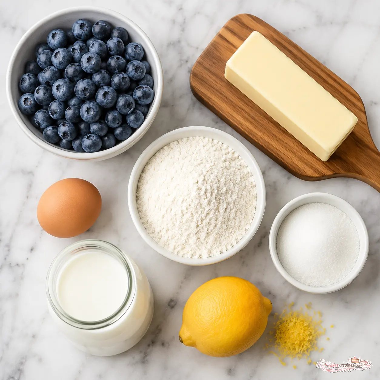easy blueberry cake recipe - main ingredients