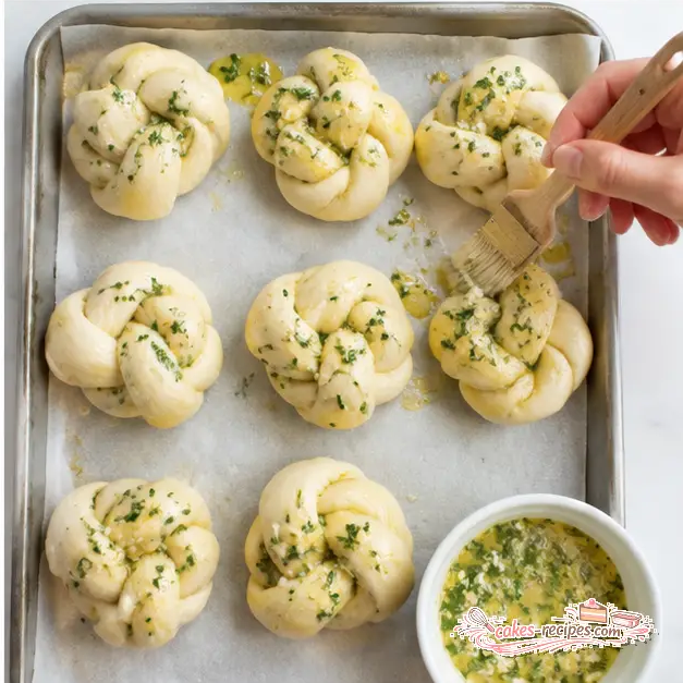Step 4: Brushing with garlic butter before baking