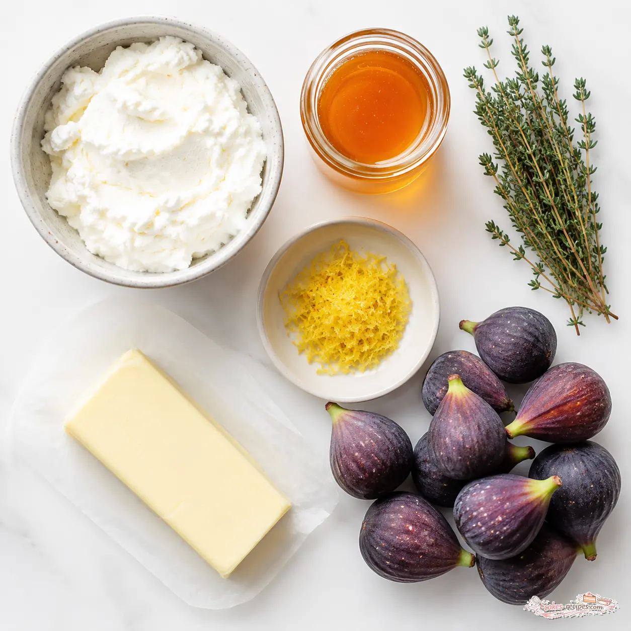 fig and honey ricotta tart - main ingredients