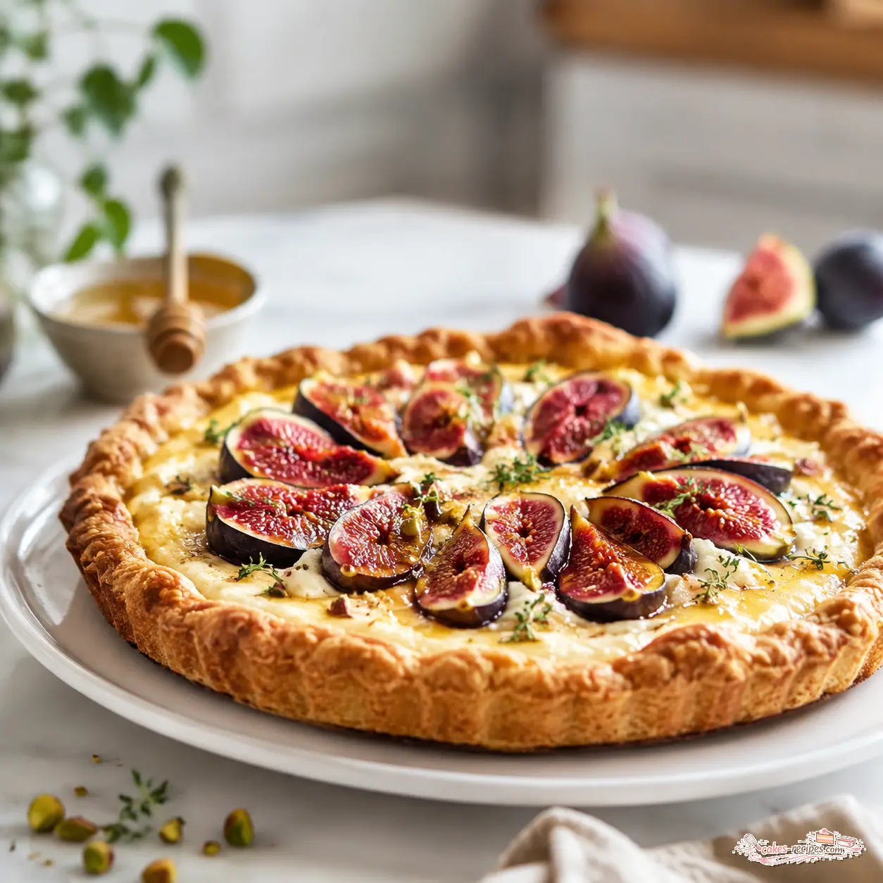 fig and honey ricotta tart - final presentation