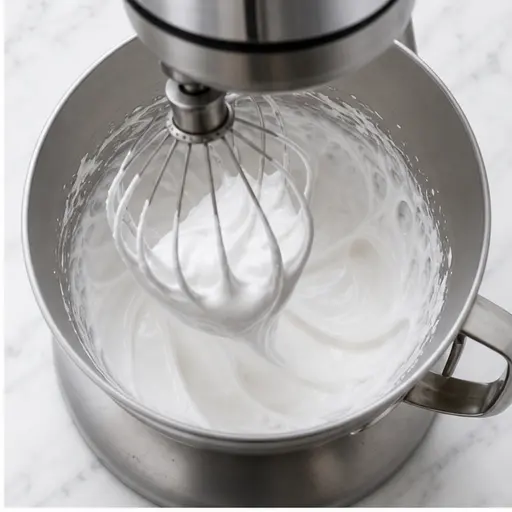 Step 2: Whipping egg whites to stiff peaks
