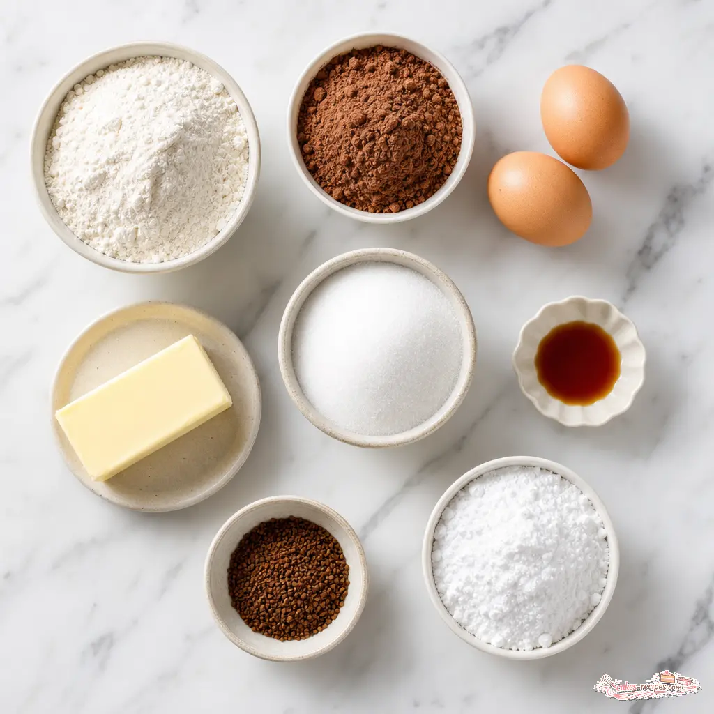 frosted coffee brownies - main ingredients