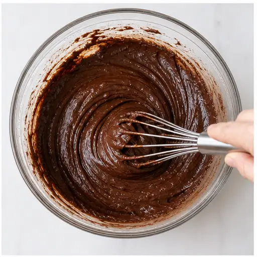 Step 2: Whisking the brownie batter smooth
