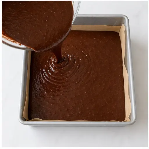 Step 3: Pouring batter into the lined pan