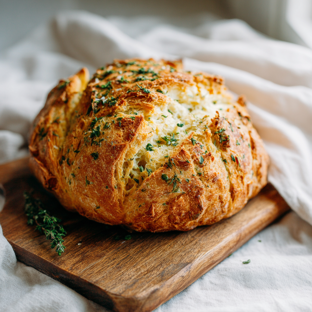 garlic herb dutch oven bread