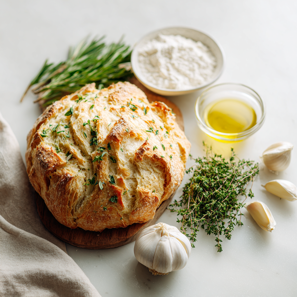 garlic herb dutch oven bread - main ingredients