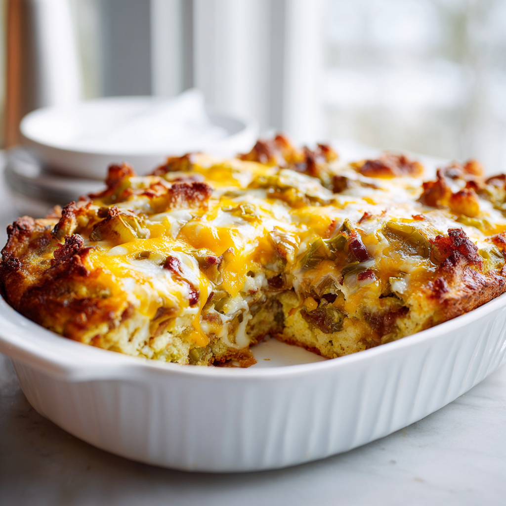 hatch green chili cornbread casserole
