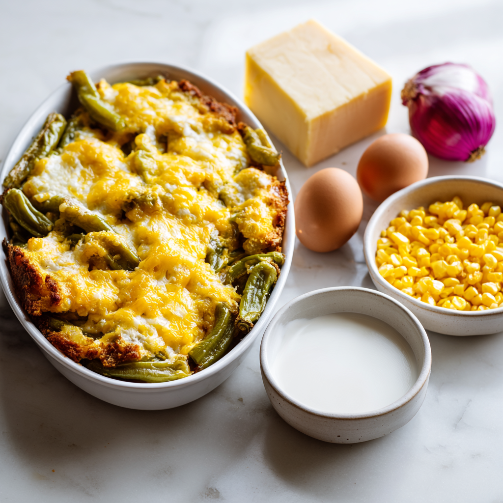 hatch green chili cornbread casserole - main ingredients
