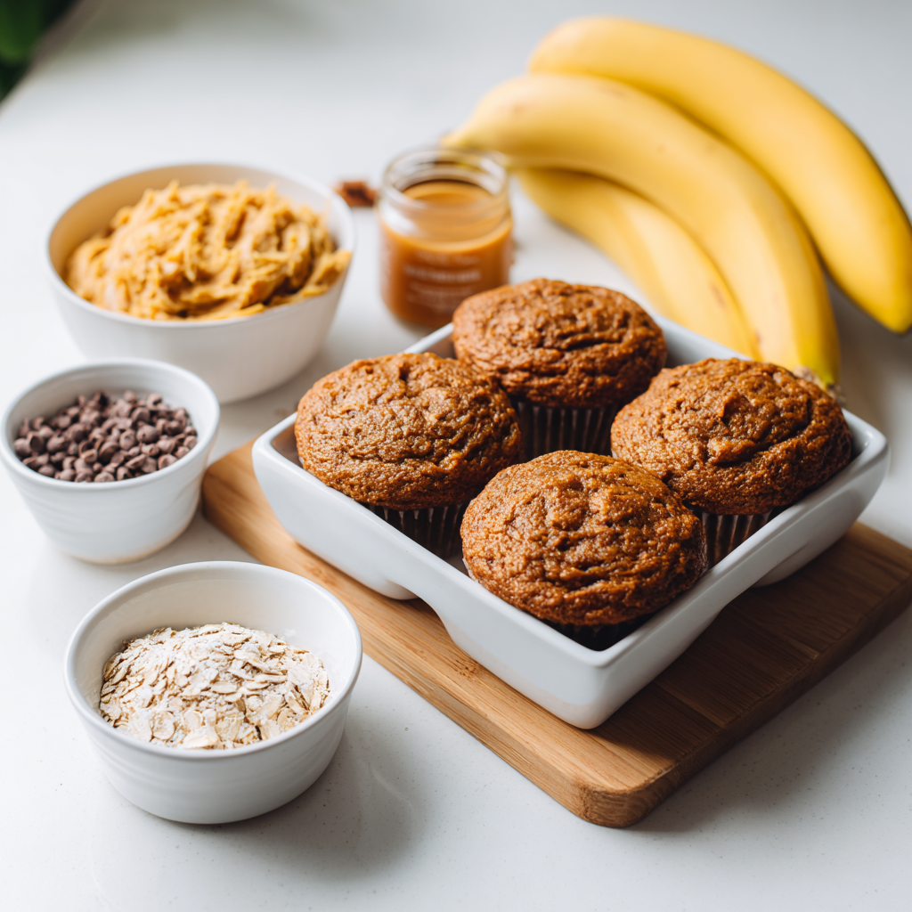 healthy banana muffins - main ingredients