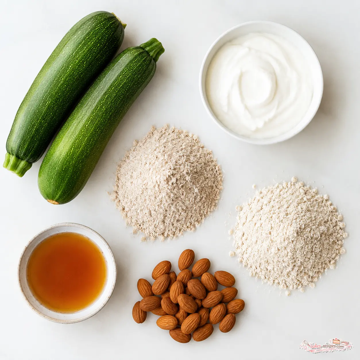 healthy zucchini bread - main ingredients