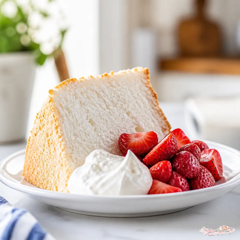 homemade angel food cake - final presentation
