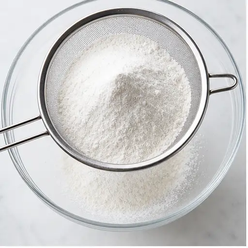Step 1: Sifting superfine sugar with flour