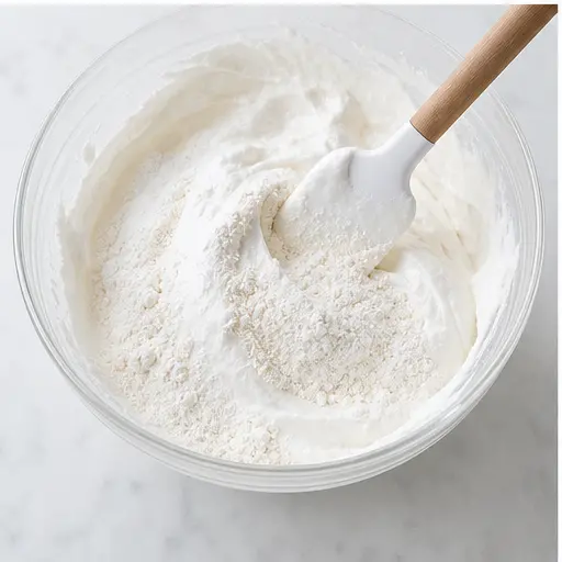 Step 3: Folding flour mixture into meringue