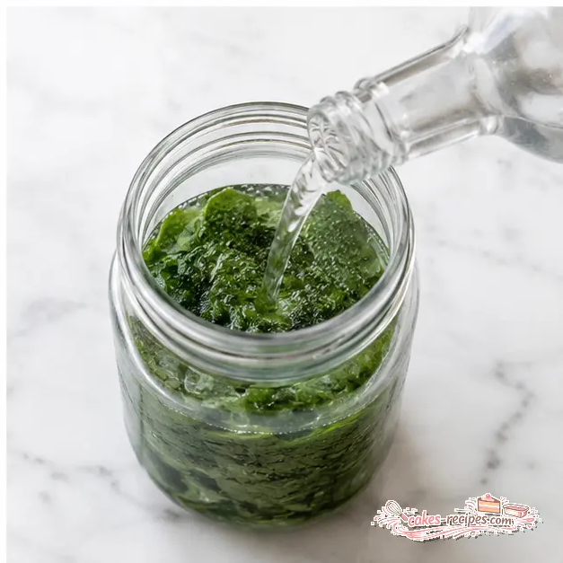 Step 4: Pour vodka over the mint leaves