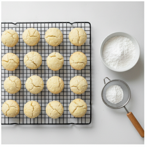 Rolling lemon snowball cookies in powdered sugar