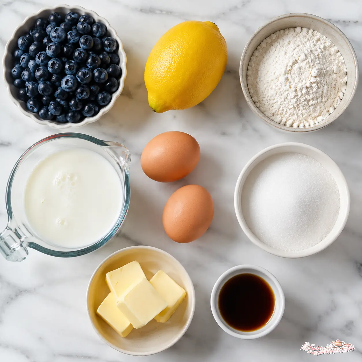 lemon blueberry donuts - main ingredients