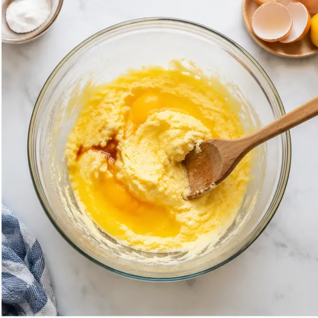 Step 2: Adding eggs and vanilla