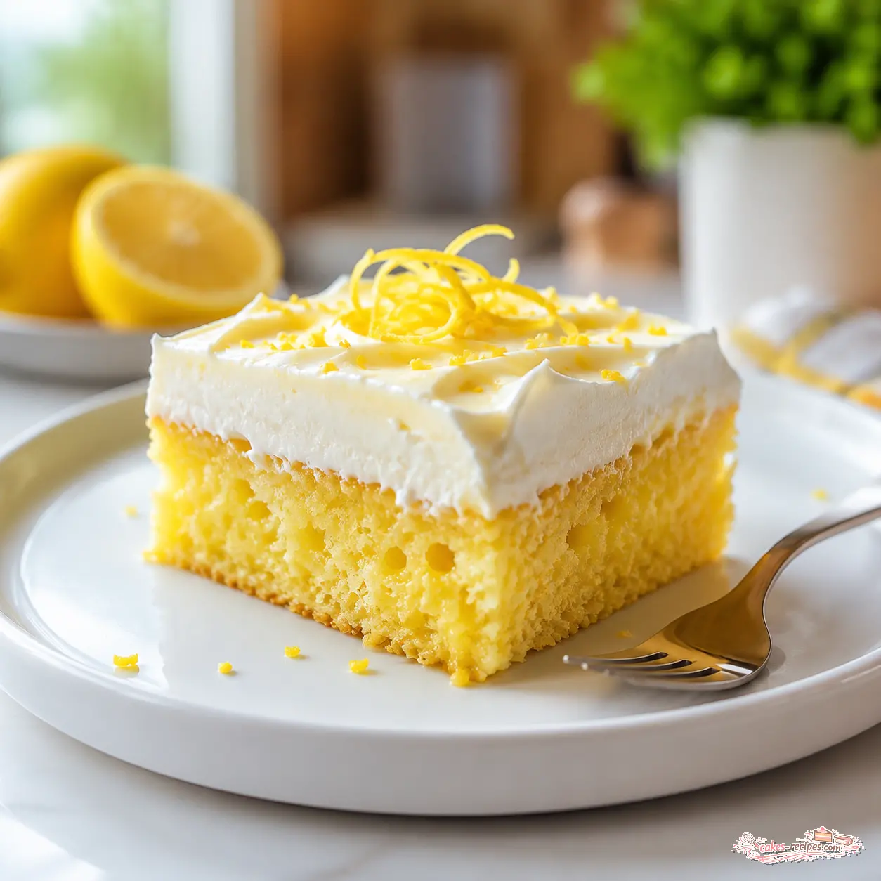 lemon poke cake - final presentation