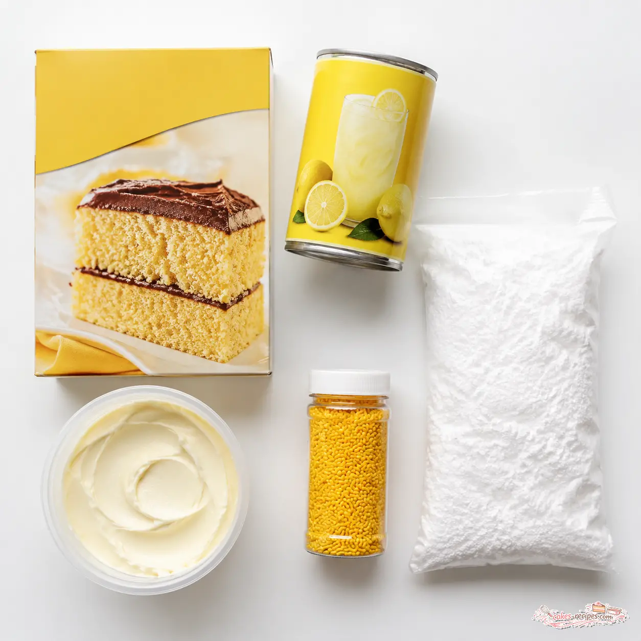 lemon poke cake - main ingredients