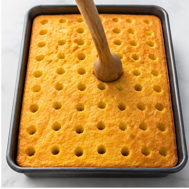 Step 2: Poke deep holes with a wooden spoon handle