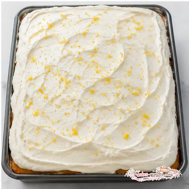 Step 4: Frost the chilled cake and add sprinkles