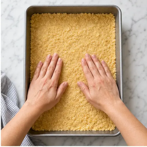 Step 2: Pressing the crust into the baking pan