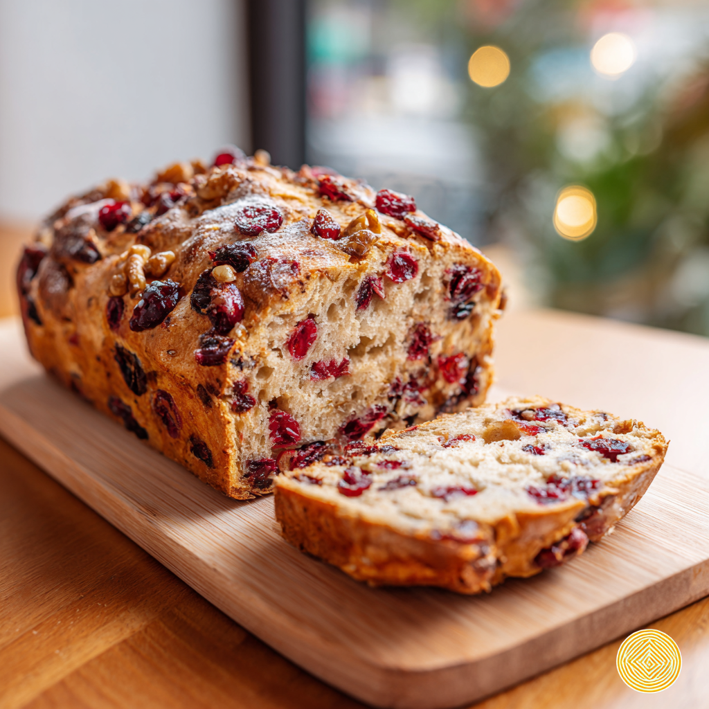 no knead cranberry bread - final presentation