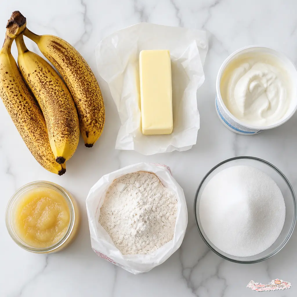 old fashioned banana cake - main ingredients