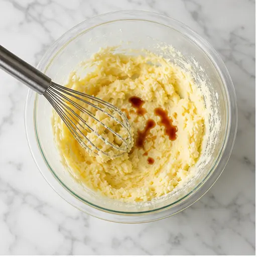 Step 1: Creaming butter and sugar until light and fluffy