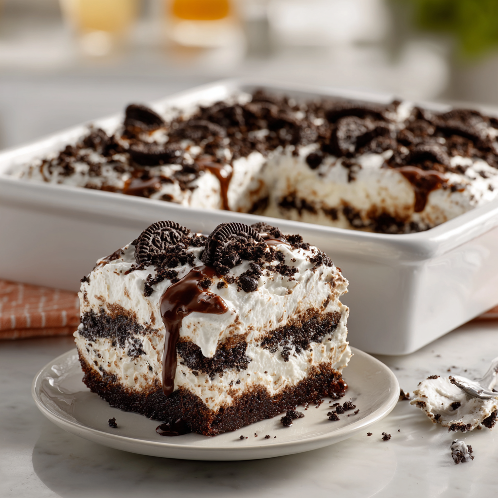 oreo poke cake - final presentation