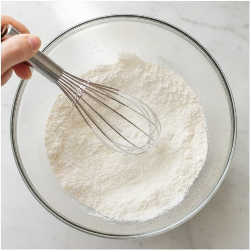 Whisking dry ingredients for passionfruit cupcake batter