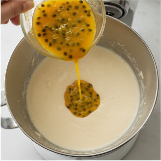 Making coconut buttercream frosting for passionfruit cupcakes