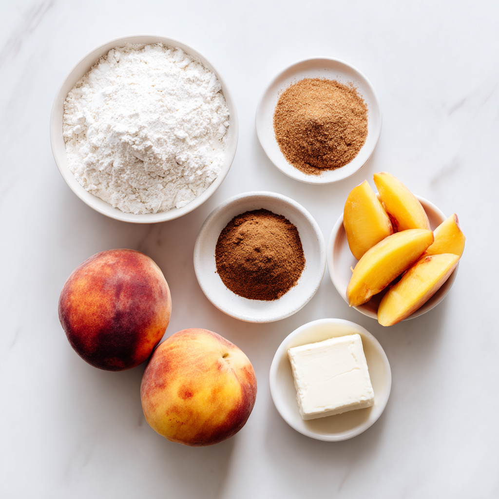 peach cobbler cinnamon rolls - main ingredients