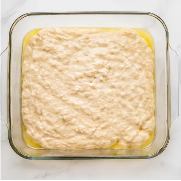 Step 2: Pour batter over melted butter