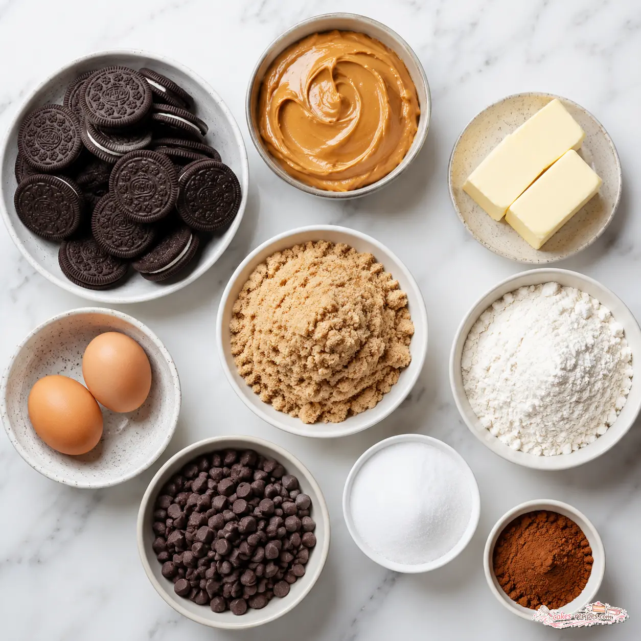 peanut butter oreo bars - main ingredients