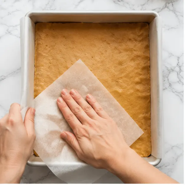 Step 1: Press peanut butter cookie dough into pan