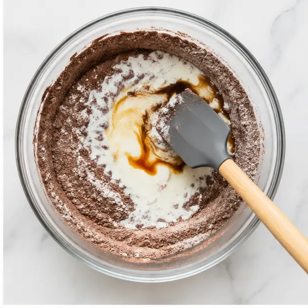 Step 2: Mixing wet ingredients into dry
