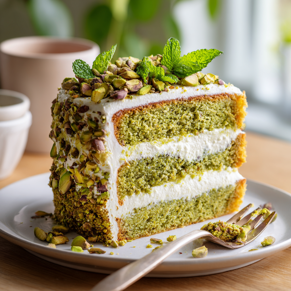 pistachio mascarpone cake filling - final presentation