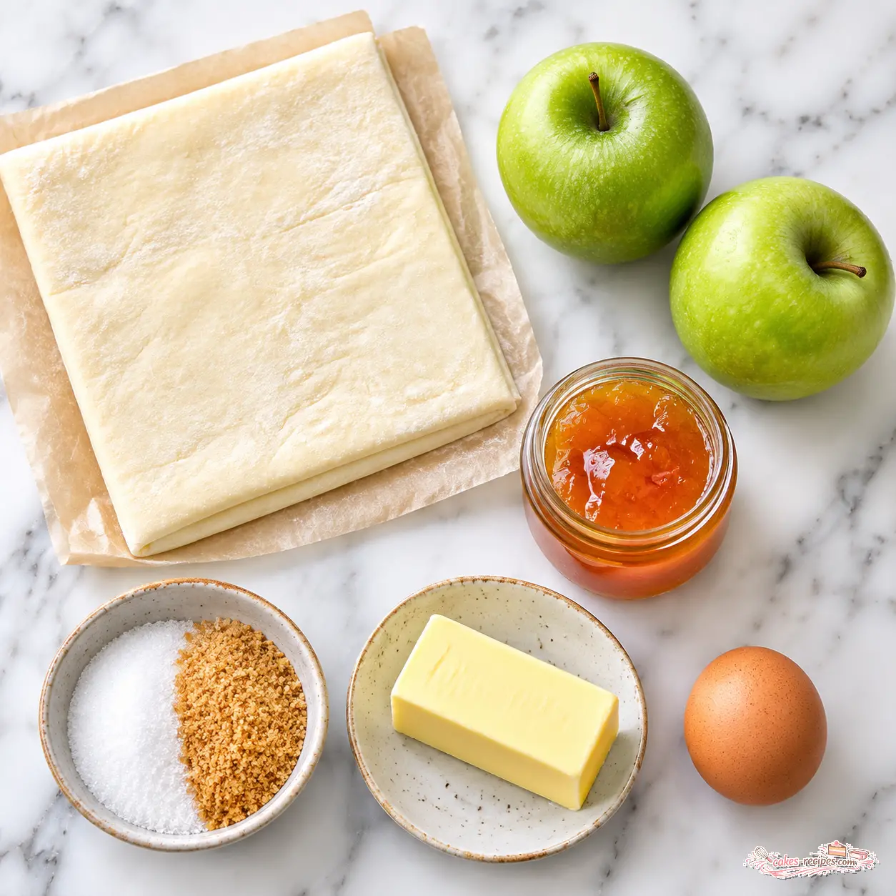 puff pastry apple tart - main ingredients