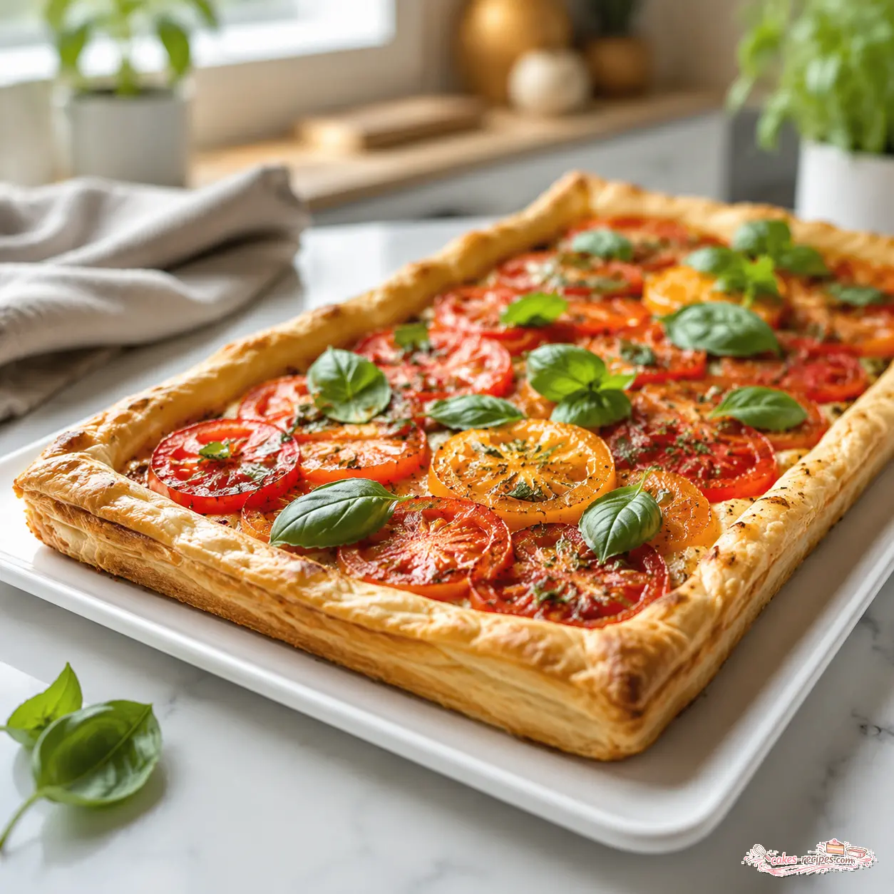 puff pastry tomato tart - final presentation