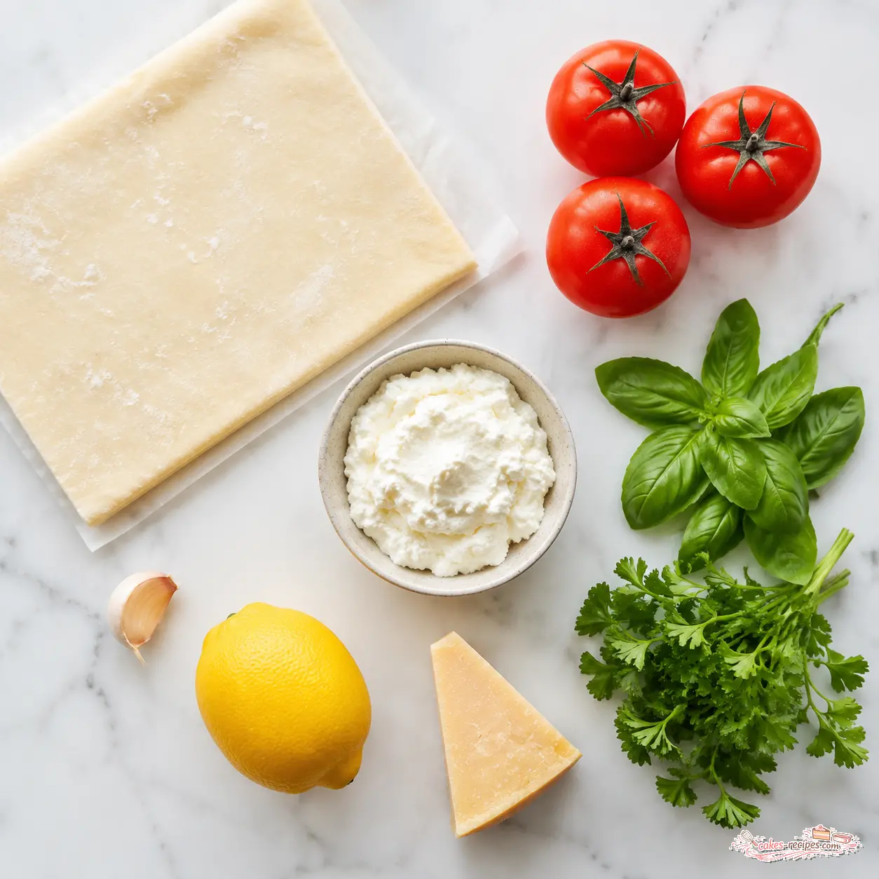 puff pastry tomato tart - main ingredients